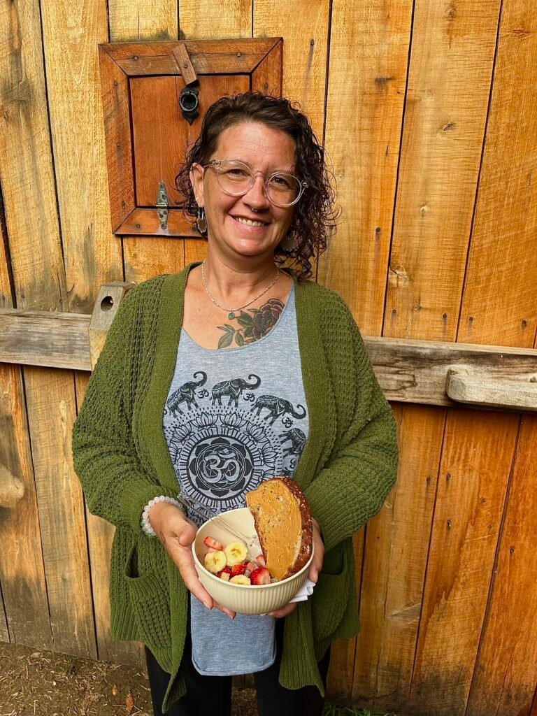 Retreat Attendee Holding Her Breakfast