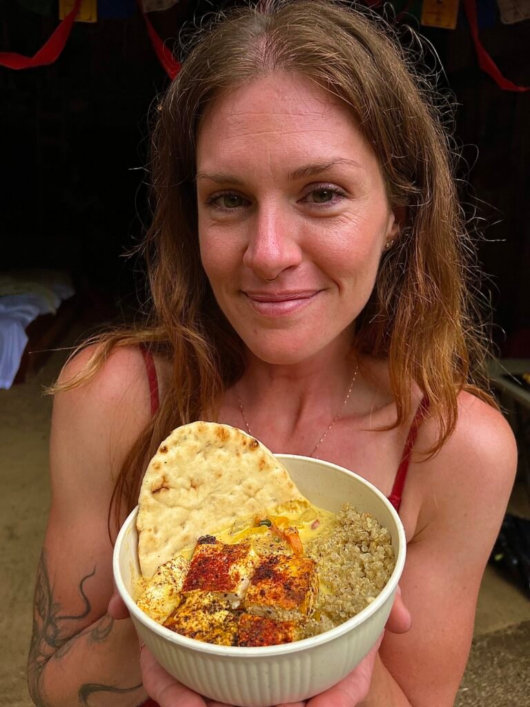 Retreat Attendee Holding Her Dinner